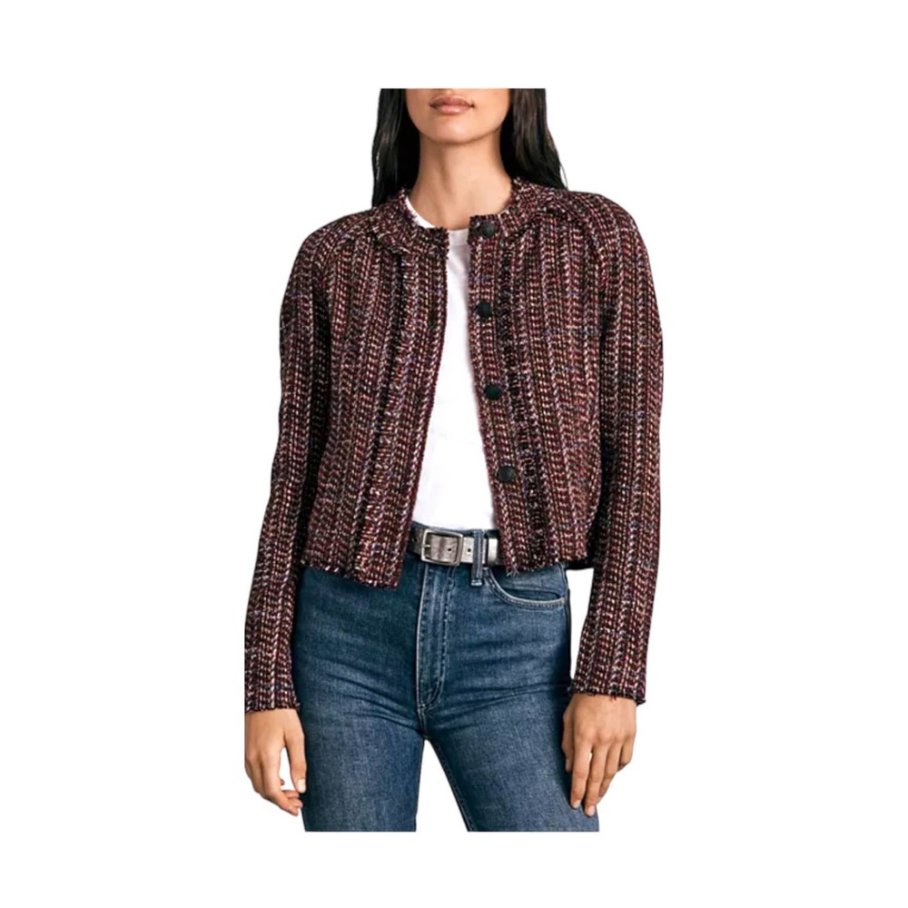 RAG & BONE Marisa Tweed Jacket NEW WITH TAG Burgundy Size 8 $575